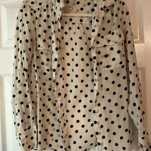 J crew White Polka Dot Blouse